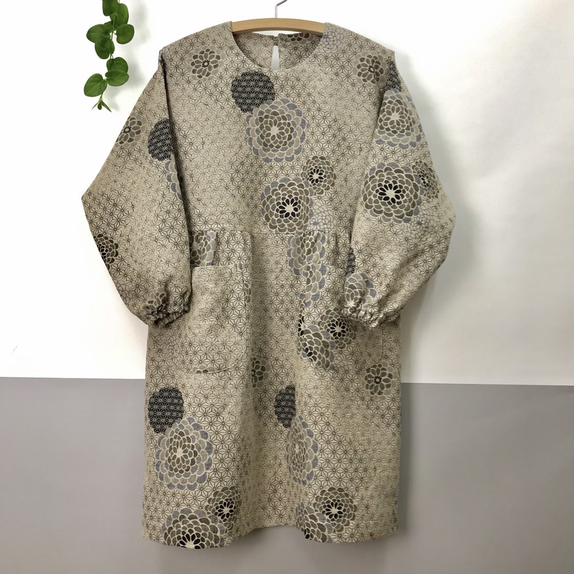 柔らか 二重織ジャガード地 和柄 ゆったり　チュニック