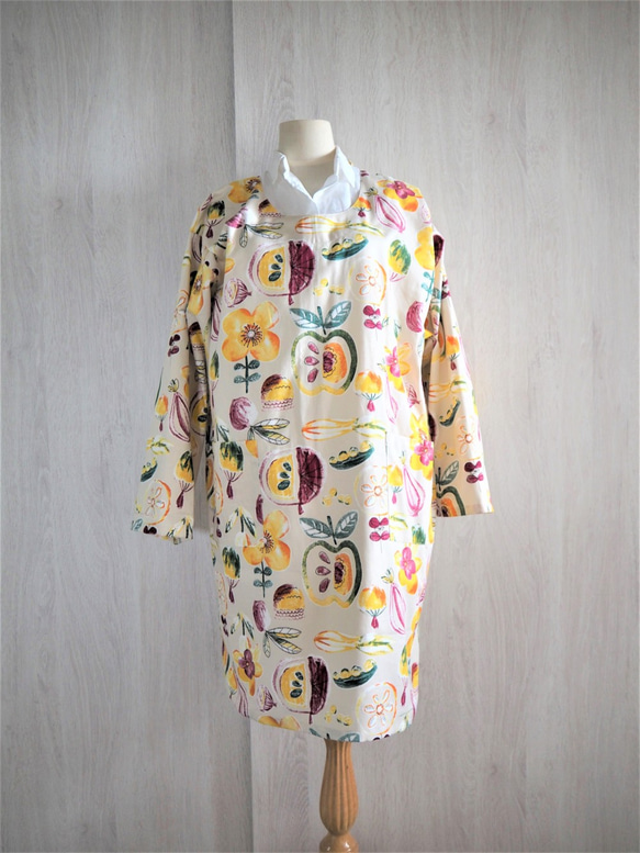 ☆割烹着☆ 再販 カラフル野菜とフルーツの割烹着割烹着 エプロン Egg