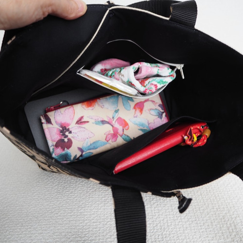 ☆チューリップバッグ☆ 大人気！！ シックなバラ柄と無地のバイカラー