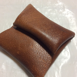 牛革コインケース：不規則濃淡シュリンク素材: ブラウン 1枚目の画像