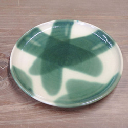 ◆緑釉のプレート、大皿・流し掛け◆ 1枚目の画像