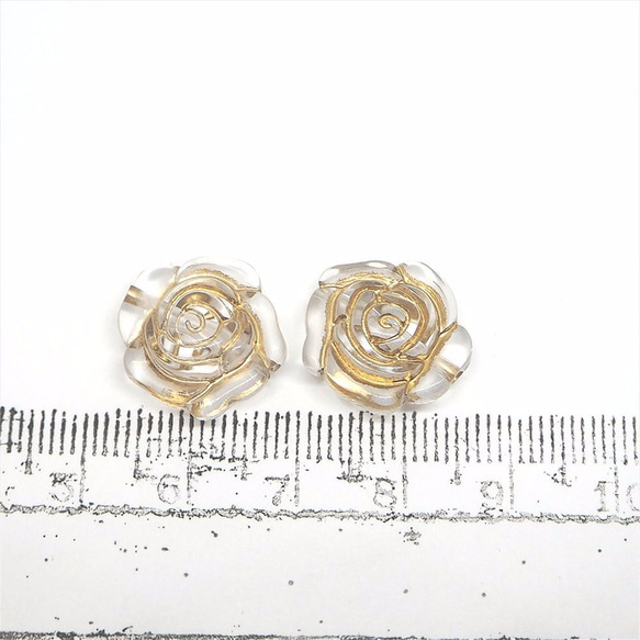 アンティーク調アクリルビーズ　15mm　6個　薔薇型ゴールドラインビーズ 3枚目の画像