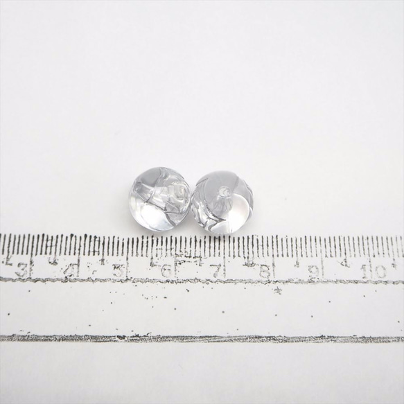 薔薇模様ラウンドアクリルビーズ　12mm×10個　クリア×シルバー w031 3枚目の画像