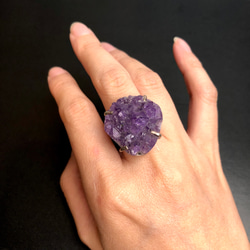 紫晶簇原礦戒指 第6張的照片