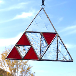 ステンドグラス サンキャッチャー Triangle1（クリア・レッド） 1枚目の画像