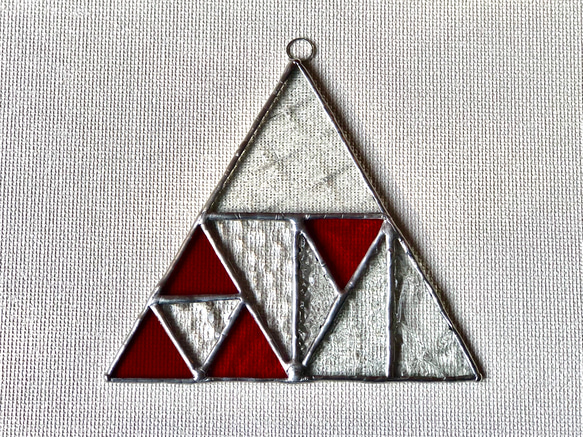ステンドグラス サンキャッチャー Triangle1（クリア・レッド） 2枚目の画像