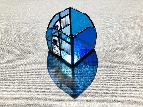 ステンドグラス　フリーボックス・Ｗ（double V・ブルー） 7枚目の画像