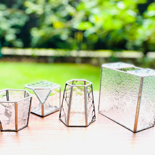 骨董　時代ガラス　アート　掻き揚げ　グラデーション　瓢型　花器　花瓶　花入れ h23zk0609-2.jpg