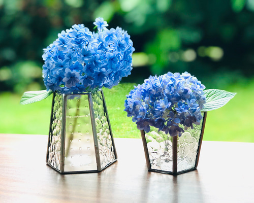 再販・受注制作品】 ステンドグラス 花瓶 Paire（S・クリア・2