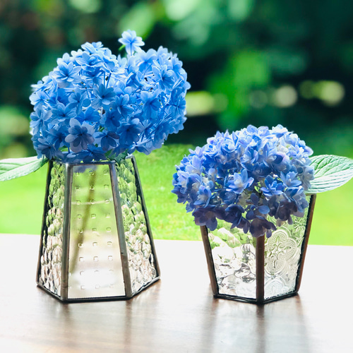 再販・受注制作品】 ステンドグラス 花瓶 Paire（S・クリア・2