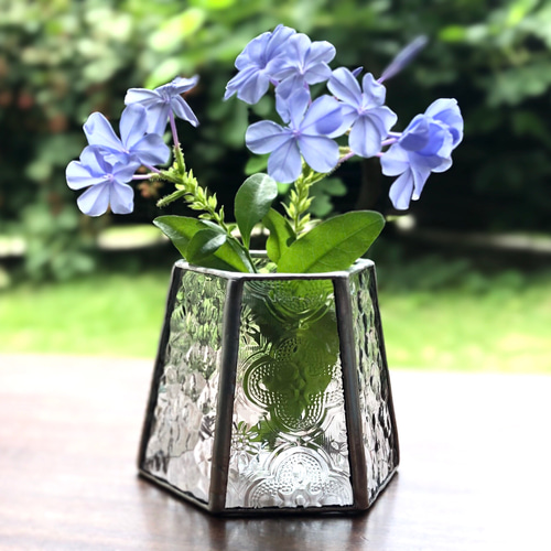 再販・受注制作品】 ステンドグラス 花瓶 Paire（S・クリア・2