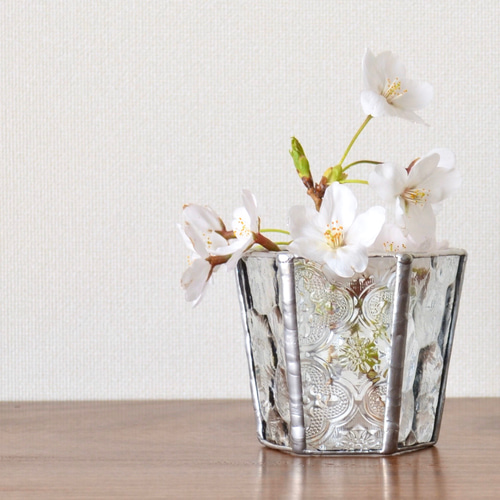 飾り物 ステンドグラス 花 花瓶