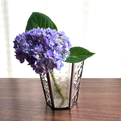 【YF様専用受注制作品】 ステンドグラス 花瓶 Paire（Ｓ・クリア・２個セット） 5枚目の画像