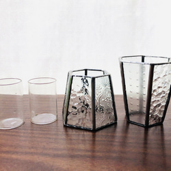 【YF様専用受注制作品】 ステンドグラス 花瓶 Paire（Ｓ・クリア・２個セット） 6枚目の画像