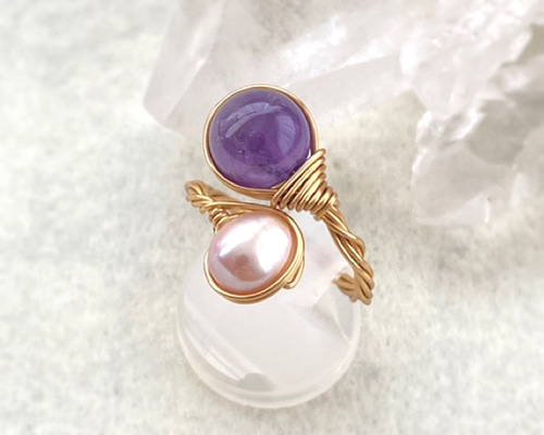 シルバー アメジスト 淡水パールリング agete アメジスト・淡水パール リング 指輪・リング Jewellery De-co