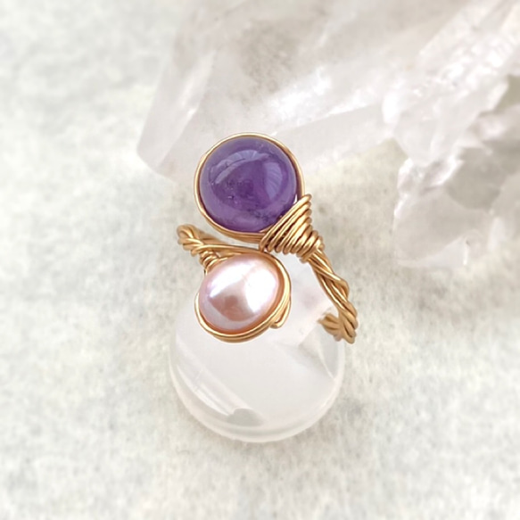 低価格 アメジスト・淡水パール De-co Jewellery 指輪・リング リング アクセサリー
