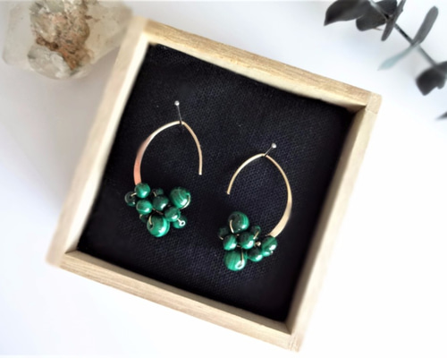 特集掲載】マラカイト マーキスピアス 14KGF NO. 17104A ピアス