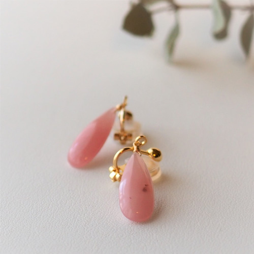 No.597✨天然石✨グァバクォーツコッパーの一粒ピアス　イヤリング 選べる】グァバクォーツ ピアス or イヤリング ピアス（フック
