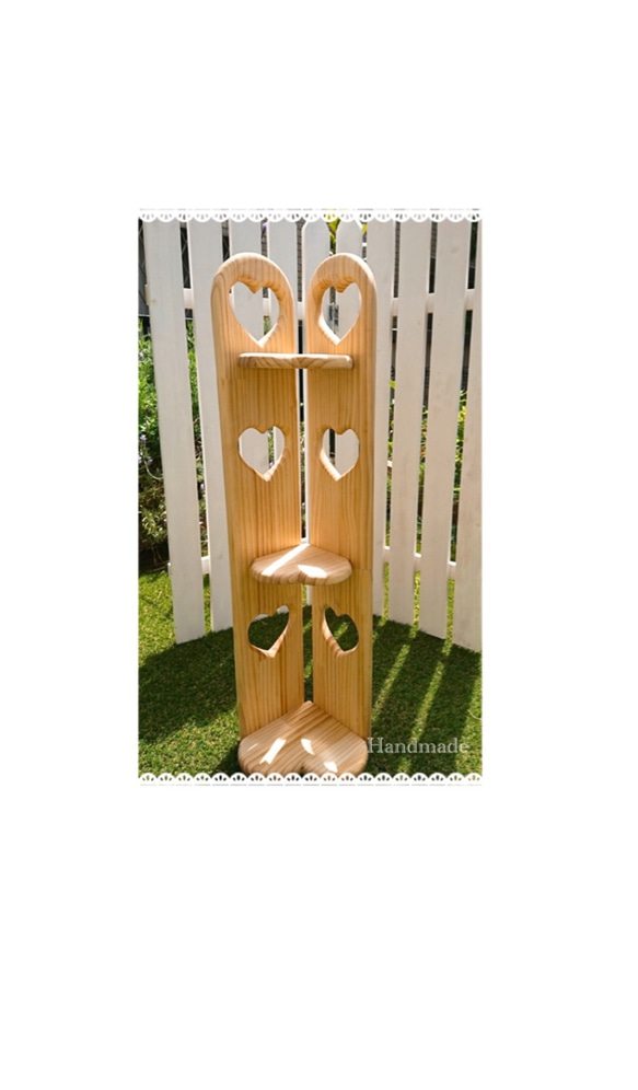 ハンドメイド　ハートの階段シェルフ ハンドメイドハートの階段シェルフ