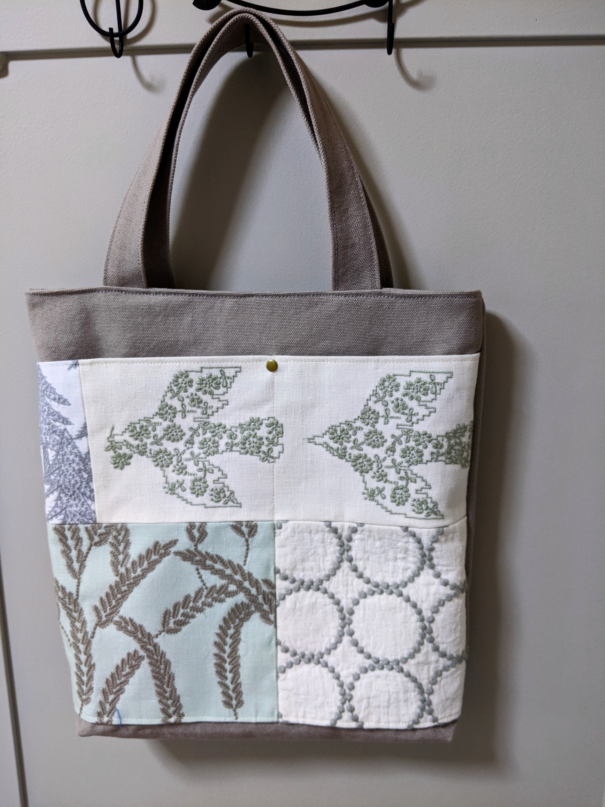 ミナペルホネンアイスグレーBag【odyssey/】パッチワークトートバッグ