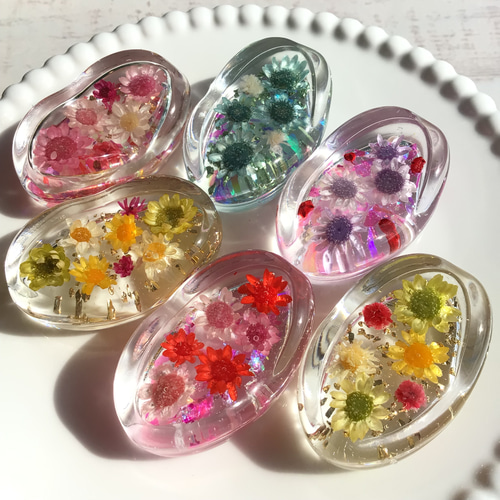 NO.101 デルフィニウム＆ミモザ✨固まるハーバリウム箸置き2個set NO.101 デルフィニウム＆ミモザ✨固まるハーバリウム箸置き2個set