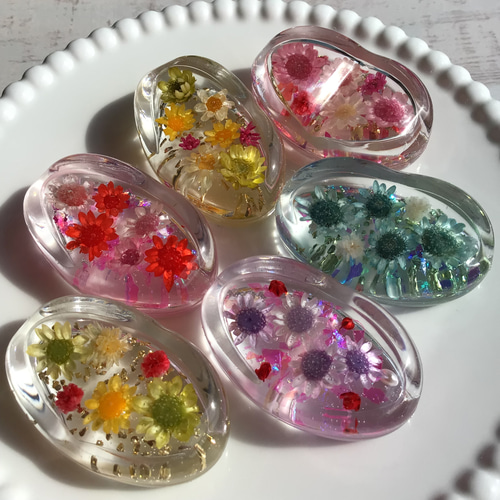 NO.101 デルフィニウム＆ミモザ✨固まるハーバリウム箸置き2個set