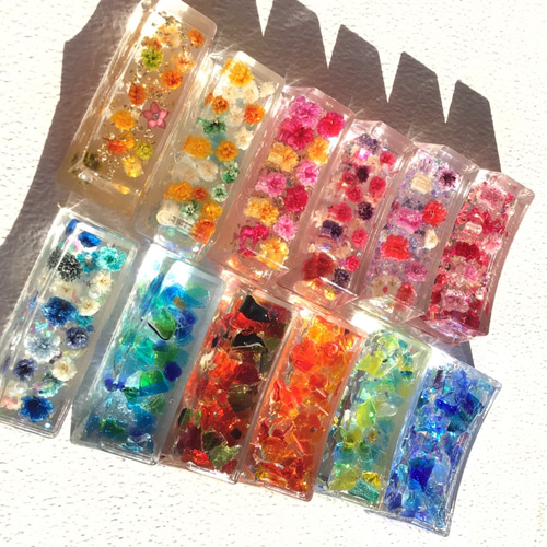 NO.101 デルフィニウム＆ミモザ✨固まるハーバリウム箸置き2個set NO