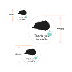 丸型サンキューシール▶小動物@ハリネズミ・うさぎ・リス【A600a】 4枚目の画像