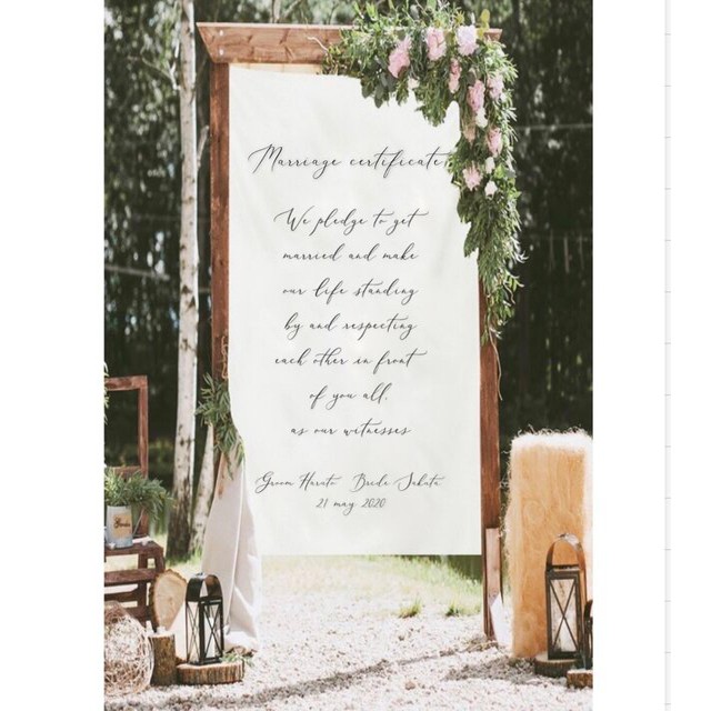 タペストリー ポール付き　紐付き　すぐ使えるウェディング　結婚証明書