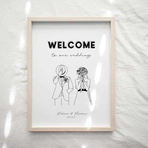 最短3日以内発送！新郎新婦イラストウェルカムボード ポスター紙or