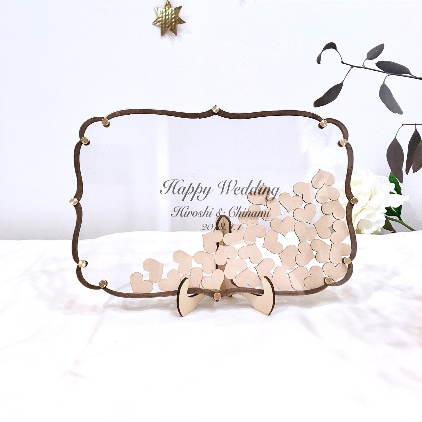 ハートドロップス　アンティーク★ラグジュアリーフレーム・スタードロップス　ウェディング　結婚証明書 11,396円