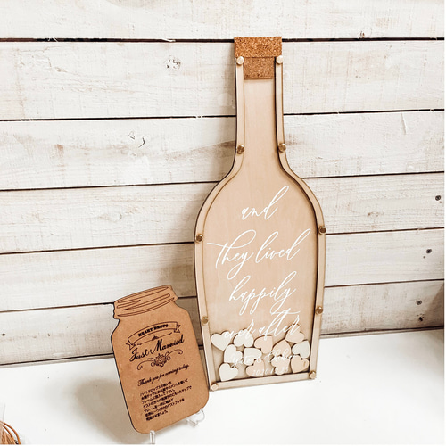 ハートドロップス シャンパンボトルデザイン モダンカリグラフィー