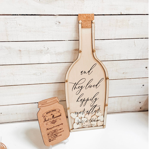 ハートドロップス シャンパンボトルデザイン モダンカリグラフィー