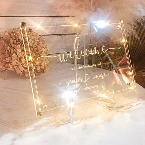 アクリルウェルカムボード クリスタルライティング ウェルカムボード