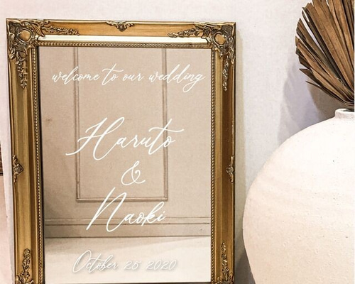 ミラーウェルカムボード ゴールドフレーム W2021104 ウェルカムボード