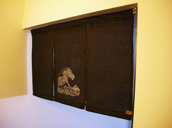 ●刺繡カーテン（黒麻植物）__ zuozuo手作り家具製 3枚目の画像