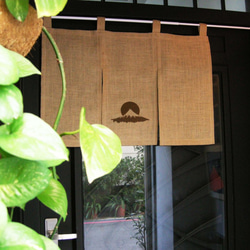 ●刺繡富士山和風カーテンハンギングイヤータイプ（ベージュ麻）__ zuozuo手作り家具製 3枚目の画像