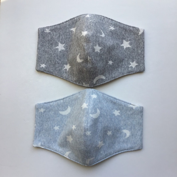 ✨再販✨星空のリバーシブルマスク2枚セット ブルーとグレー 3枚目の画像