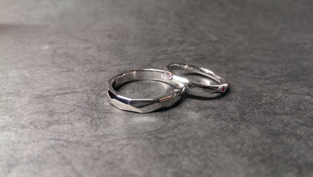 多角形プラチナマリッジリング