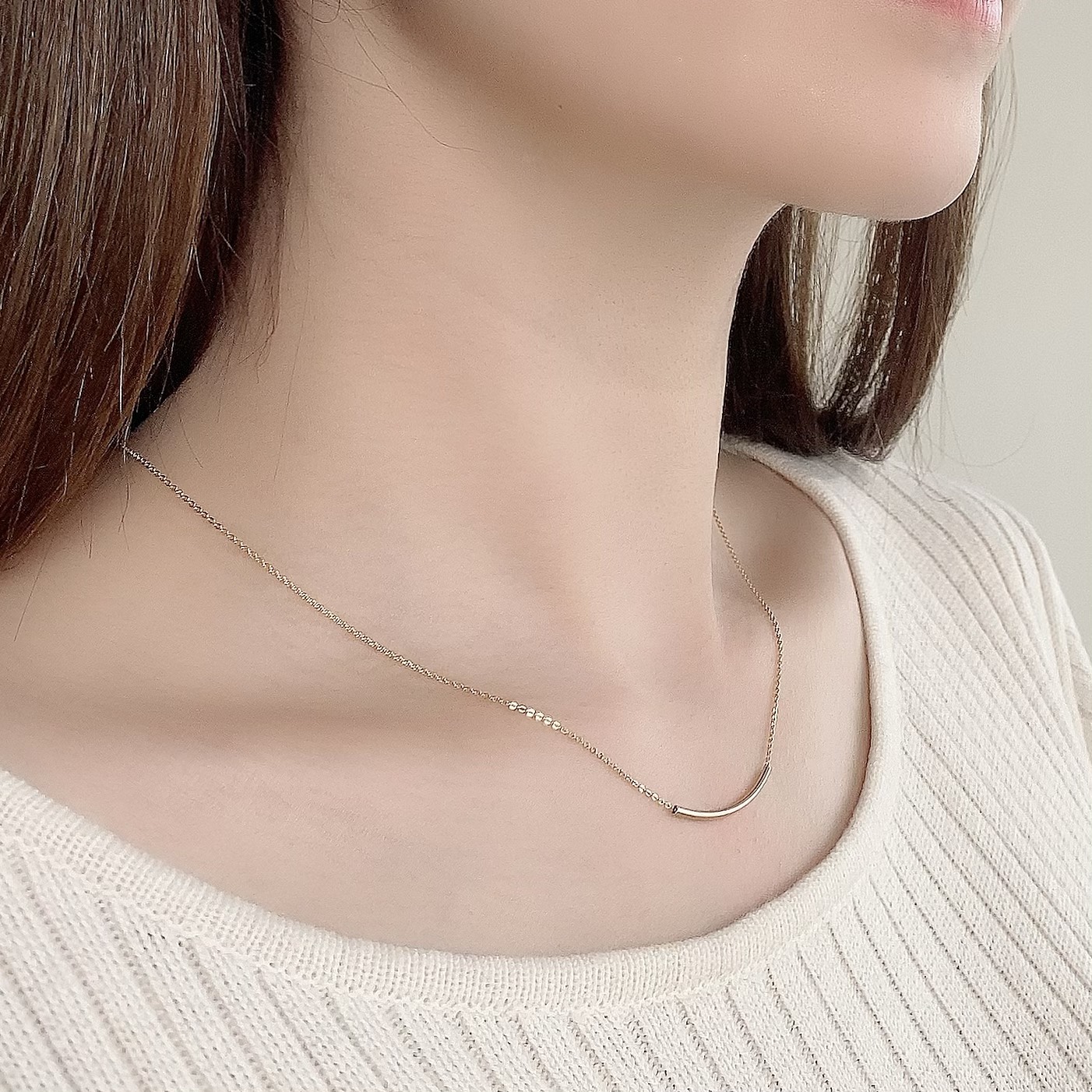 【14kgf】curve line necklace