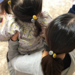 ゴムの長さが選べる！ベビー＊キッズ用 くるみボタンヘアゴム 4枚目の画像