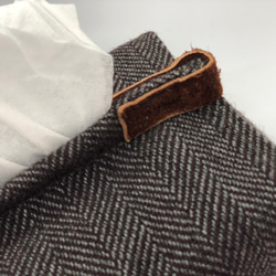 ◆送料無料◆布と本革のシンプルなボックスティッシュカバー【濃いグレー】 5枚目の画像