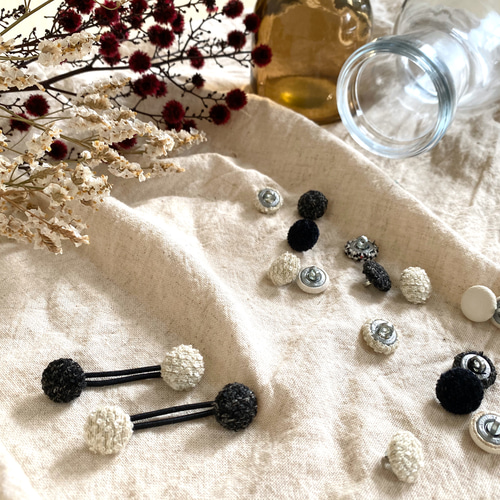 ꫛꫀꪝ【ふわもこくるみボタン】ベビーヘアクリップ　キッズヘアクリップ　包みボタン ꫛꫀꪝ【ふわもこくるみボタン】ベビーヘアクリップ キッズヘア