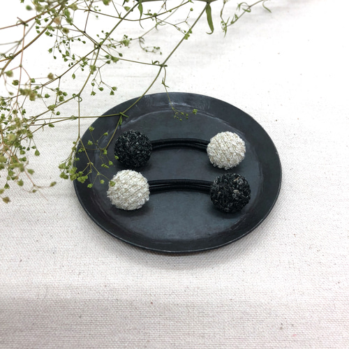 再販218ブラックビジュー　キッズヘアゴム　ヘアアクセサリー　￼くるみボタン 再販218ブラックビジュー キッズヘアゴム ヘアアクセサリー ￼くるみ