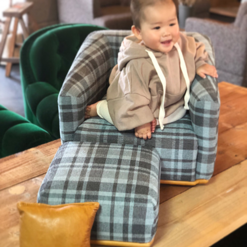 子ども専用ソファ（水色チェック柄） 食器・家具 Sheep 通販 7945010