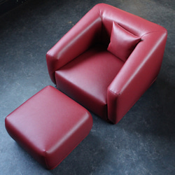 子ども椅子　専用オットマン（合皮レザー 赤色） 3枚目の画像