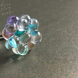 ガラスのリング　バブルデザイン　ティントカラーミックス　アレルギー対応サージカルステレスリング　シルバー 10枚目の画像