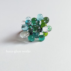 ガラスのリング　バブルデザイン　グリーンミックス（シルバー）　 3枚目の画像