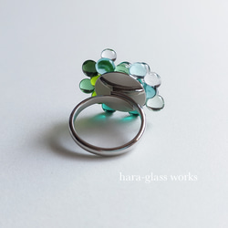 ガラスのリング　バブルデザイン　グリーンミックス（シルバー）　 4枚目の画像