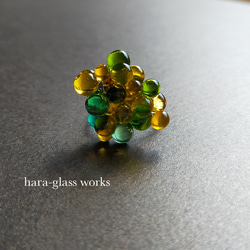 ガラスのリング　バブルデザイン　イエロー&グリーン（シルバー）　 6枚目の画像